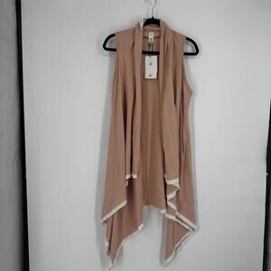 Zestt Organics vest womens one size peach long duster cotton boho layering